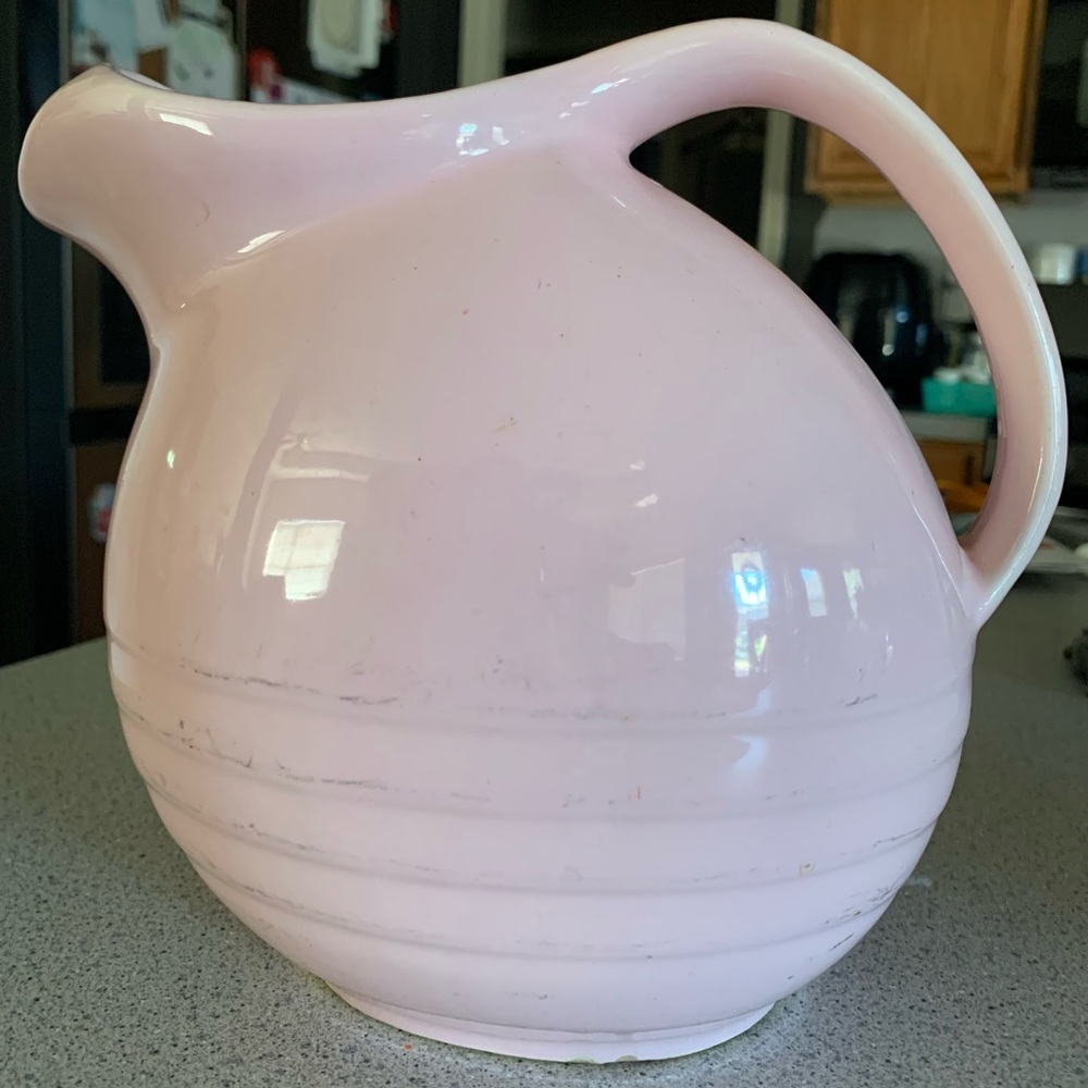 Mid-Century Marcrest pink stoneware water/tea pitcher.
